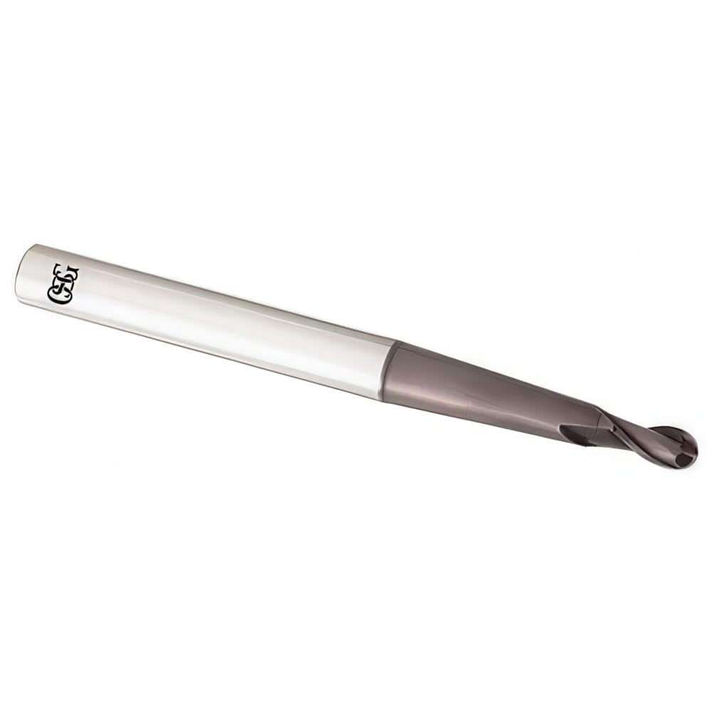 Ball End Mill: 0.3937" Dia, 0.7087" LOC, 2 Flute, Solid Carbide