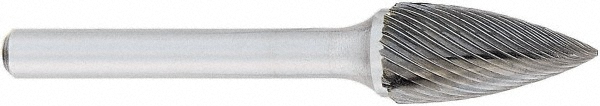 OSG SG-2, 5/16" Cut Diam, 1/4" Shank Diam, Carbide Fluted Tree Burr - Bright Finish, 2" OAL, 3/4" LOC, Point End | Part #904-3125