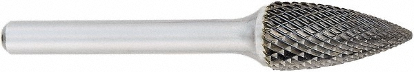 OSG SG-13, 1/2" Cut Diam, 1/4" Shank Diam, Carbide Tree Burr - Bright Finish, 2" OAL, 3/4" LOC, Point End | Part #804-5001