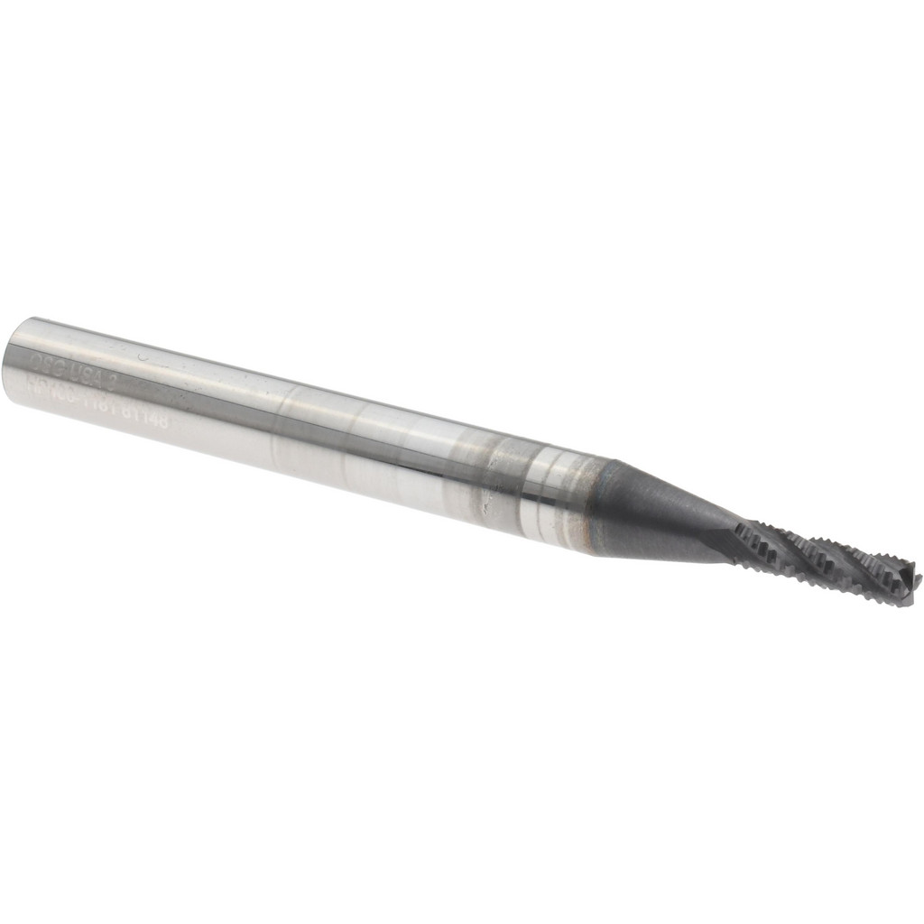 OSG Roughing End Mill: 3.00 mm Dia, Single End, Solid Carbide - 10.00 mm LOC, 6.00 mm Shank Dia, 30 deg Helix, TiAlN Finish, HP400 | Part #HP400-1181