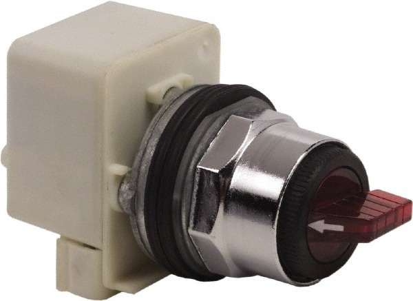 Square D 9001K43J1R Selector Switch Only: 3 Positions, Maintained (MA), 600V, Red Image