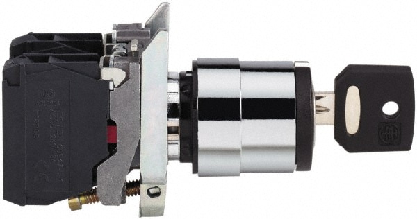 Square D XB4BG03 Selector Switch Only: 3 Positions, Maintained (MA), Black Key Image