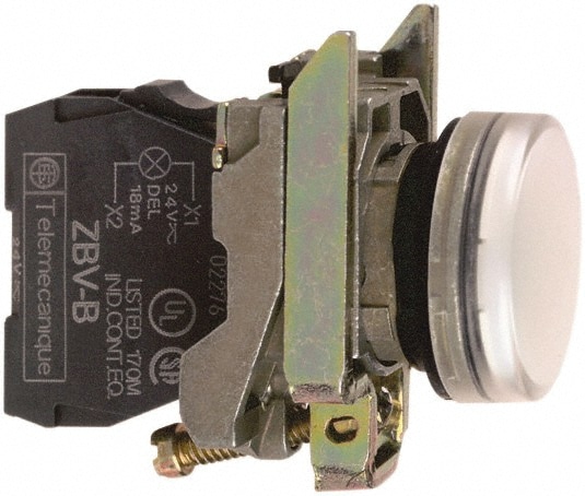 Square D XB4BVB1 24 VAC/VDC White Lens LED Indicating Light Image