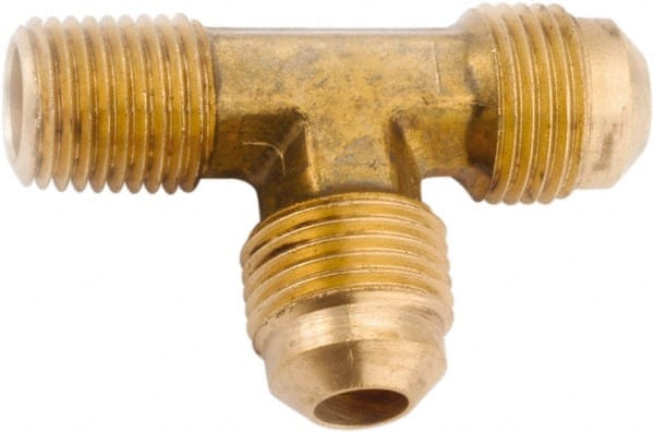 Tee 3/8 Flare x 3/8 Flare x 1/4 Male Pipe Anderson Metals Brass Tube Fitting 