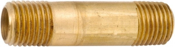 Brass Pipe Nipple: Threaded on Both Ends, 2" OAL, NPT