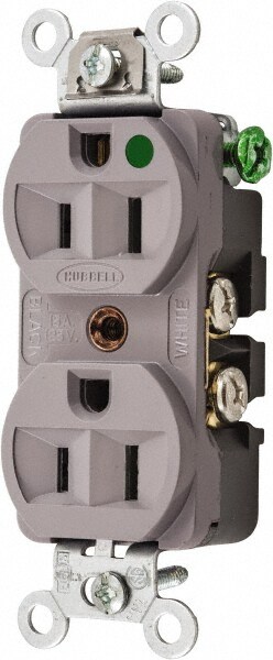 Straight Blade Duplex Receptacle: NEMA 5-15R, 15 Amps, Self-Grounding