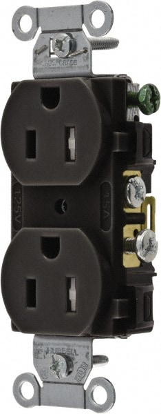 Straight Blade Duplex Receptacle: NEMA 5-15R, 15 Amps, Self-Grounding