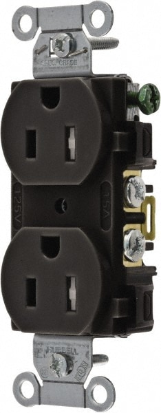 Straight Blade Duplex Receptacle: NEMA 5-15R, 15 Amps, Self-Grounding
