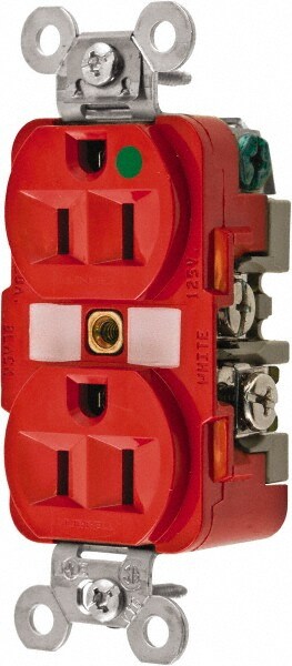 Straight Blade Duplex Receptacle: NEMA 5-15R, 15 Amps, Self-Grounding