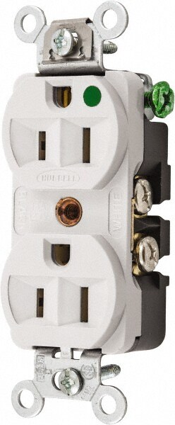 Straight Blade Duplex Receptacle: NEMA 5-15R, 15 Amps, Self-Grounding