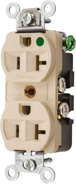 Straight Blade Duplex Receptacle: NEMA 5-20R, 20 Amps, Self-Grounding