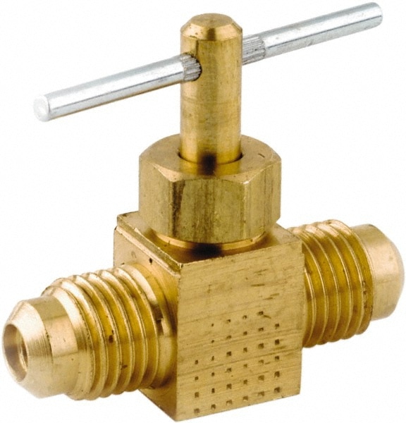 Needle Valve: Straight, 3/8 x 3/8" Pipe, Lead-Free Brass Body, Brass Seal