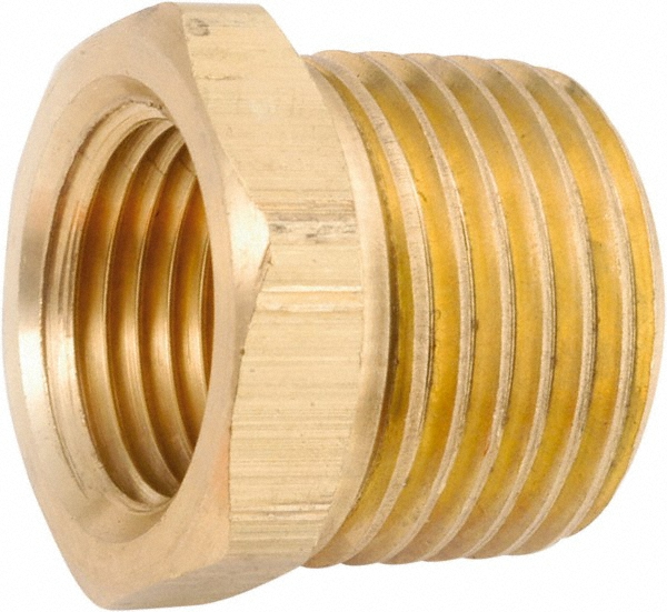 Industrial Pipe Bushing: 3/8-18 Female Thread, 1-11 Male Thread, MNPT x FNPT - 1,000 Max psi, Lead Free Brass