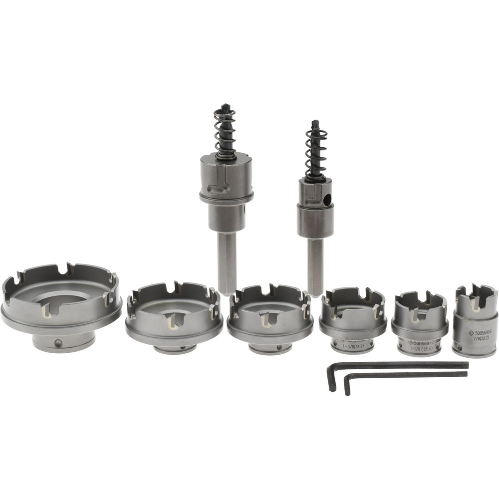 8 Piece, 7/8 to 2-1/2" Cutter Dia, 0.187" Cutting Depth, Carbide Annular Cutter Set - Oxide Finish