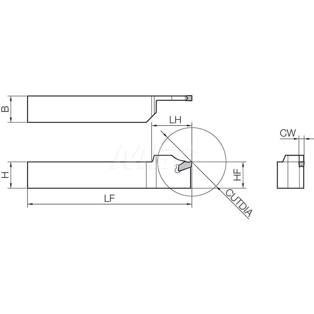 Indexable Cutoff Toolholder: 1" Max Depth of Cut, 2" Max Worpiece Dia, Right Hand