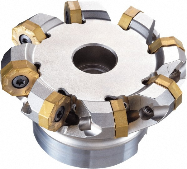 OSG 111.79mm Cut Dia, 1-1/4" Arbor Hole Dia, 1.968" Max Depth, Indexable Square-Shoulder Face Mill - Takes 10 Inserts, 45° Lead Angle, 1.968" High