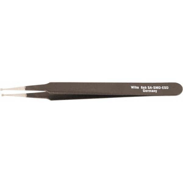 Wiha 55535 ESD Safe Tweezer: SS-SA, Stainless Steel, Straight Tip, 4-23/32" OAL 