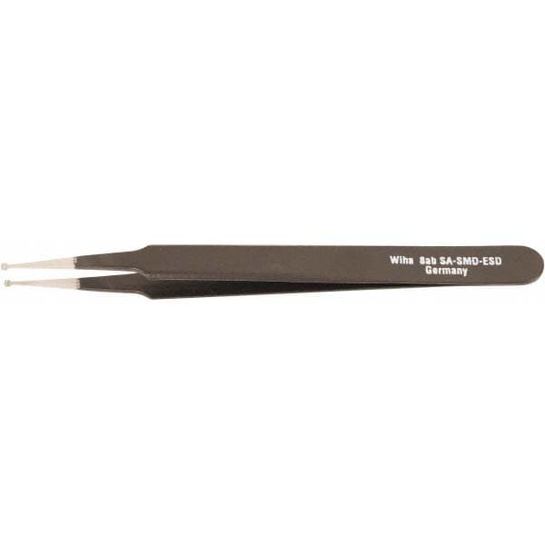 Wiha 55535 ESD Safe Tweezer: SS-SA, Stainless Steel, Straight Tip, 4-23/32" OAL 