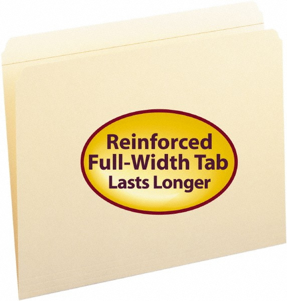 File Folders with Top Tab: Letter, Manila, 100/Pack - 11 Point Stock, Straight Tab Cut Location