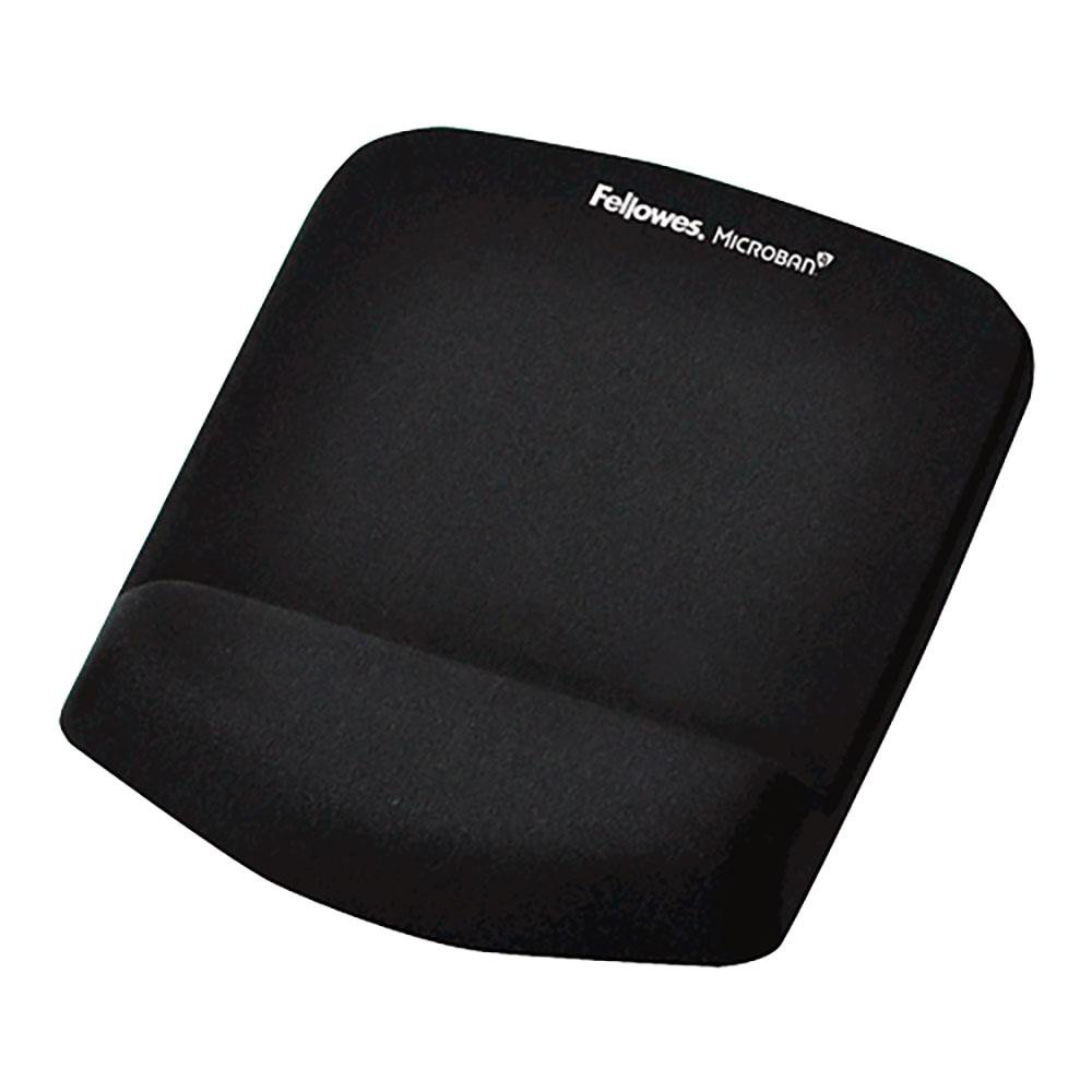 FELLOWES PlushTouch Mouse Pad with Wrist Rest, Foam, Black, 7 1/4 x 9