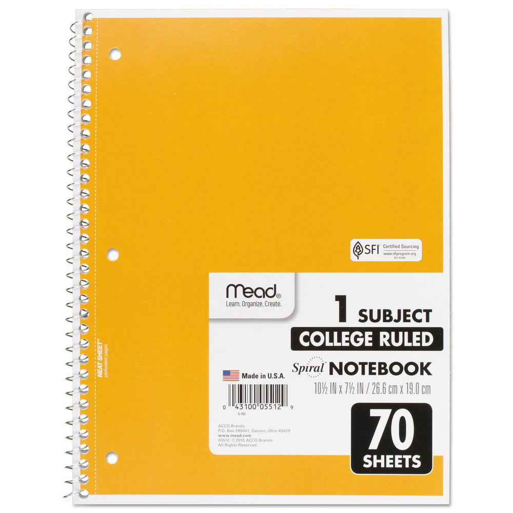 Mead - Notebook: 70 Sheets, 8 x 10-1/2