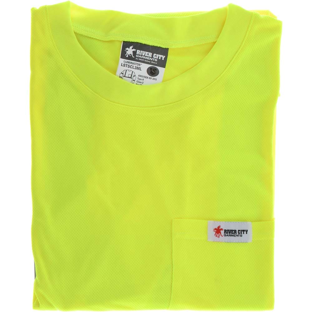 MCR SAFETY LSTSCL3MLS Work Shirt: High-Visibility, Small, Polyester, High-Visibility Lime, 1 Pocket Image