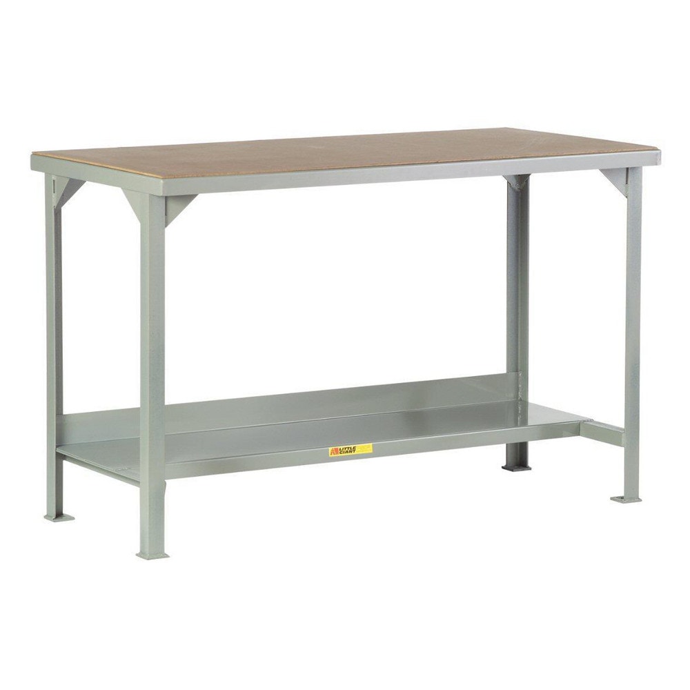 Little Giant. WSH1-3684-36 Stationary Heavy-Duty Workbench with Hardboard Top: Gray Image