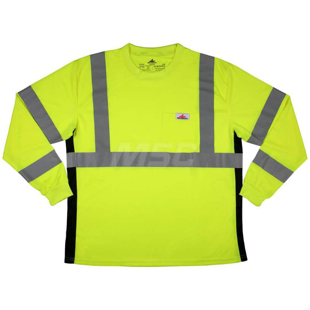 MCR SAFETY LSTSCL3MLXL Work Shirt: High-Visibility, X-Large, Polyester, High-Visibility Lime, 1 Pocket 