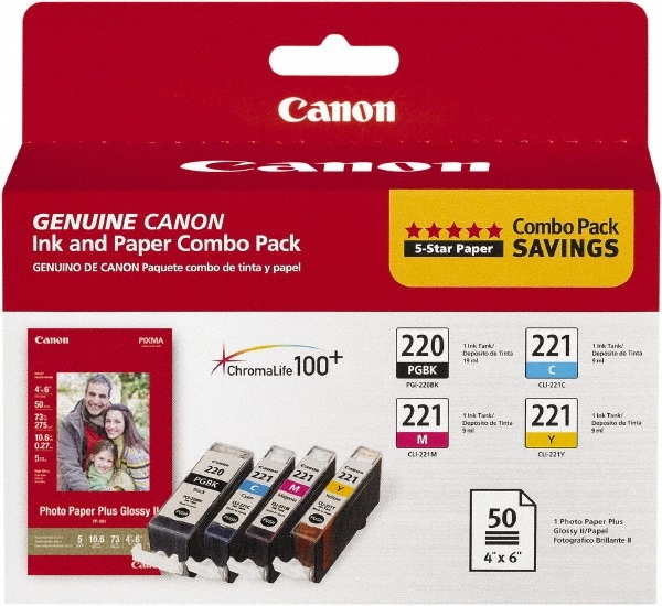 Canon - 2945B011 (PGI-220/CLI-221) Ink/Paper Combo, Black/Cyan/Magenta ...