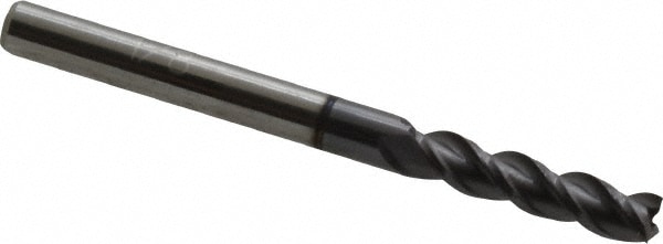 Square End Mill: 1/8'' Dia, 1/2'' LOC, 1/8'' Shank Dia, 1-1/2'' OAL, 3 Flutes, Solid Carbide