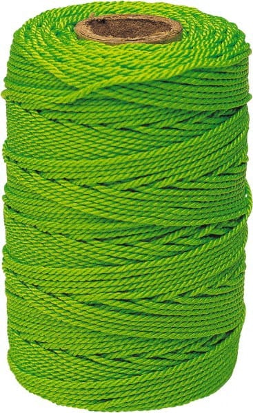 Irwin - Braided Twine: #18 Twine Dia, Nylon, Fluorescent Green