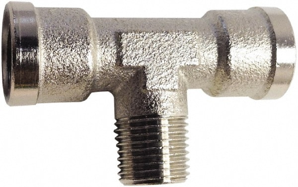 Industrial Pipe Male Branch Tee: 1/8" Female Thread, 1/8" Male Thread, MBSPT x FBSPP