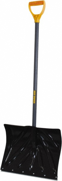 18" Plastic Snow Shovel - 5" Blade Height, 33" D-Grip Metal Shaft with Poly Handle, Steel Wearstrip