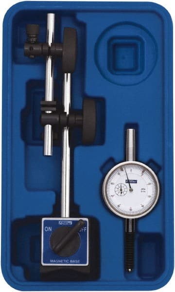FOWLER 52-585-155-0 Dial Indicator & Base Kit: 0 to 1" Range, 0-100 Dial Reading 