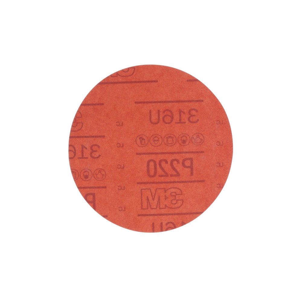 Hook & Loop Disc:  6" Dia,  220 Grit,  Aluminum Oxide