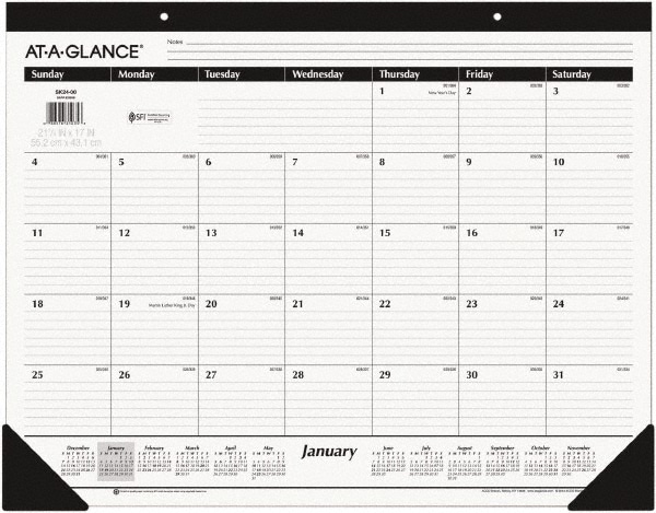 AT-A-GLANCE - Desk Pad: 12 Sheets, Ruled Blocks, White Paper | MSC Direct