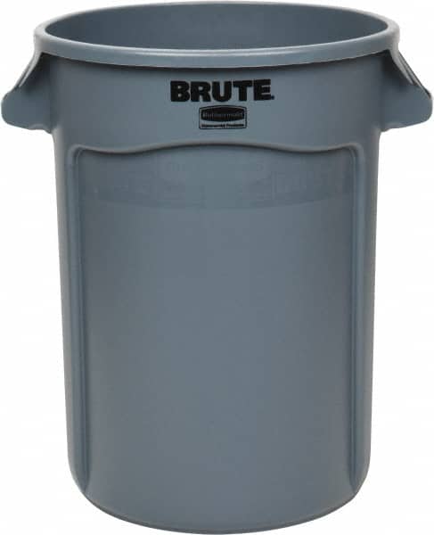 32 Gal Gray Round Trash Can, Round Trash Can