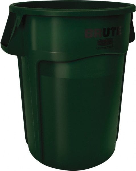 Trash Can: 32 gal, Round, Green