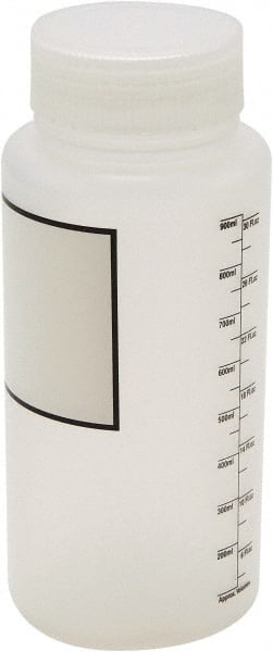 1,000 to 4,999 mL Polyethylene Wide-Mouth Bottle: 3.5" Dia, 8.2" High