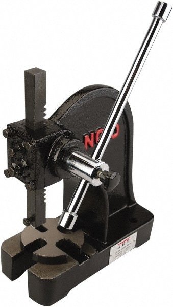 Pneumatic Arbor Press: 3/8" Ram, 5-1/8" Throat Depth, 1 Ton Pressure, 5-7/8" Max Work Height