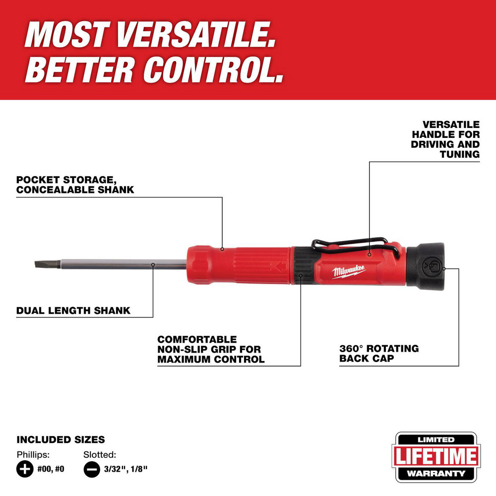 Milwaukee Tool - Bit Screwdrivers: Type: Combination; Tip Type: Slotted ...