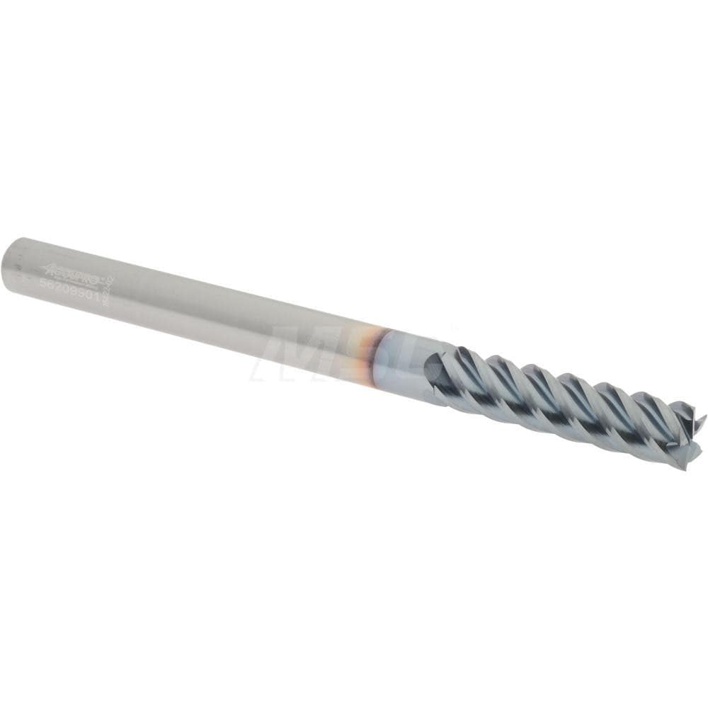 Accupro 545L3125C4 Square End Mill: 5/16 Dia, 1-1/4 LOC, 5/16 Shank Dia, 4 OAL, 5 Flutes, Solid Carbide 