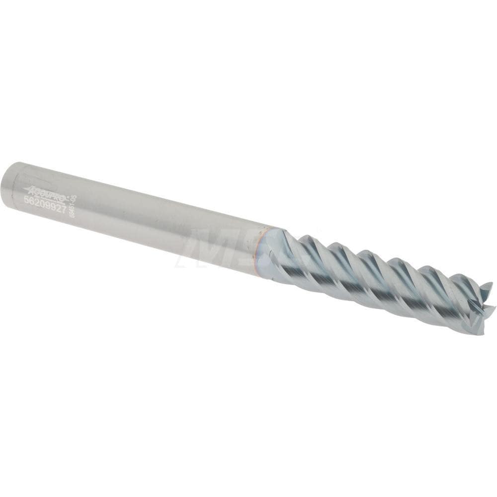 Accupro 545L3750C4 Square End Mill: 3/8 Dia, 1-1/2 LOC, 3/8 Shank Dia, 4 OAL, 5 Flutes, Solid Carbide 