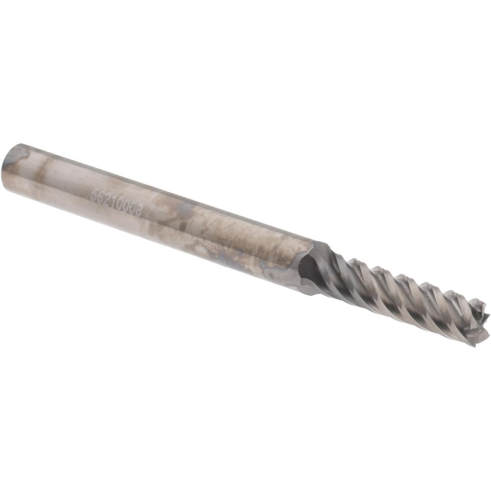 Accupro 5451562 Square End Mill: 5/32 Dia, 9/16 LOC, 3/16 Shank Dia, 2 OAL, 5 Flutes, Solid Carbide 