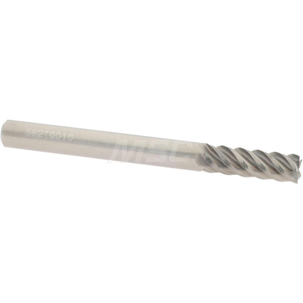 Accupro 5451875 Square End Mill: 3/16 Dia, 9/16 LOC, 3/16 Shank Dia, 2 OAL, 5 Flutes, Solid Carbide 