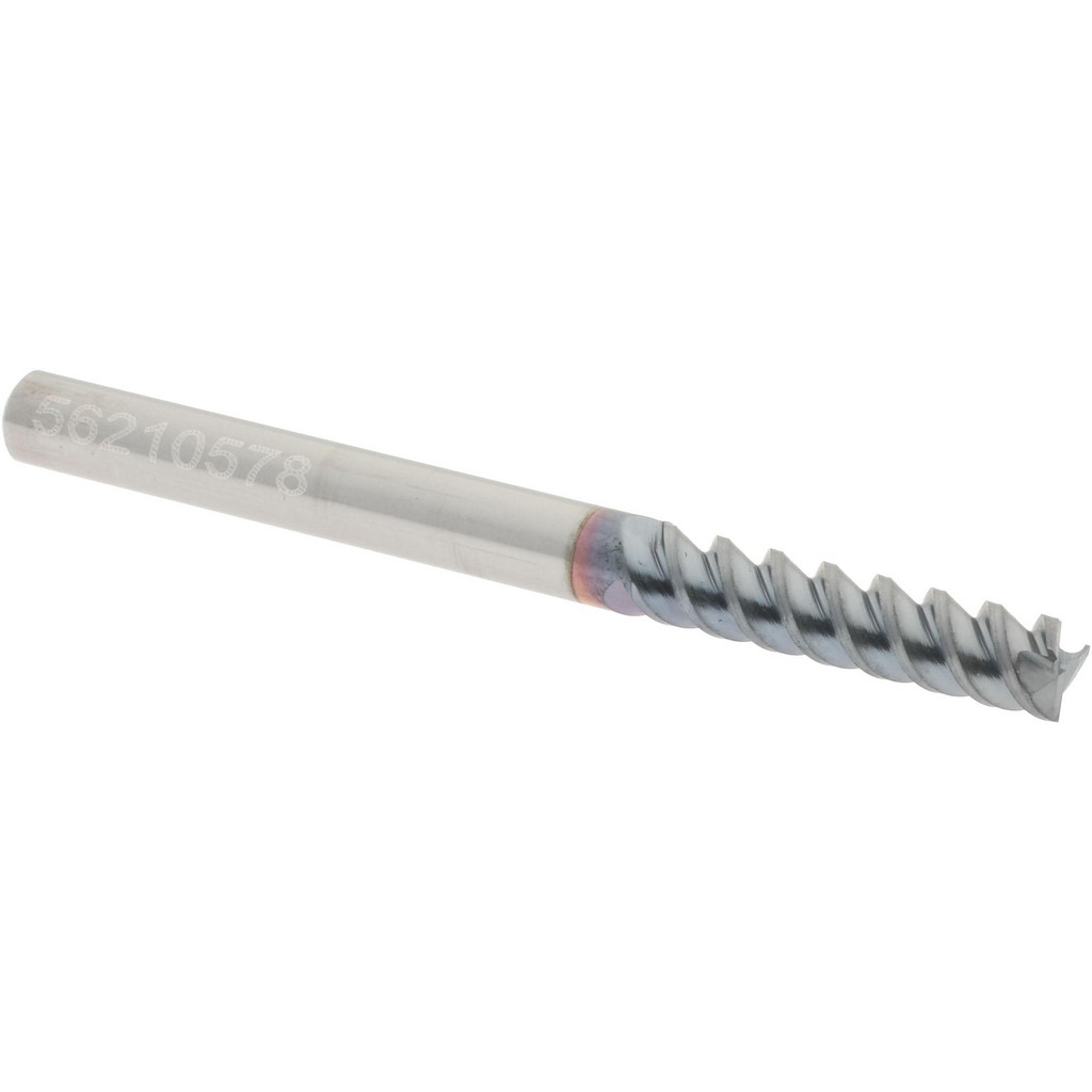 2500302 Square End Mill: 1/8" Dia, 1/2" LOC, 3 Flute, Solid Carbide  