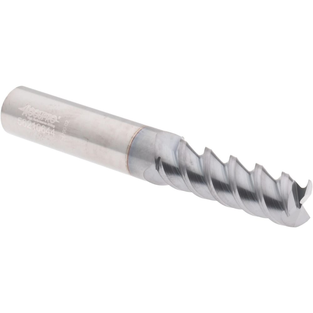 Accupro 3603438C4 Square End Mill: 11/32 Dia, 1 LOC, 3/8 Shank Dia, 2-1/2 OAL, 3 Flutes, Solid Carbide 