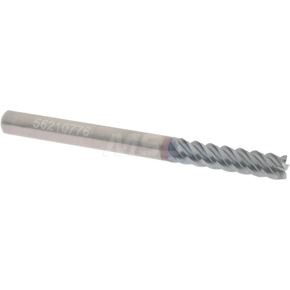 Accupro 5451250C4 Square End Mill: 1/8 Dia, 1/2 LOC, 1/8 Shank Dia, 1-1/2 OAL, 5 Flutes, Solid Carbide 