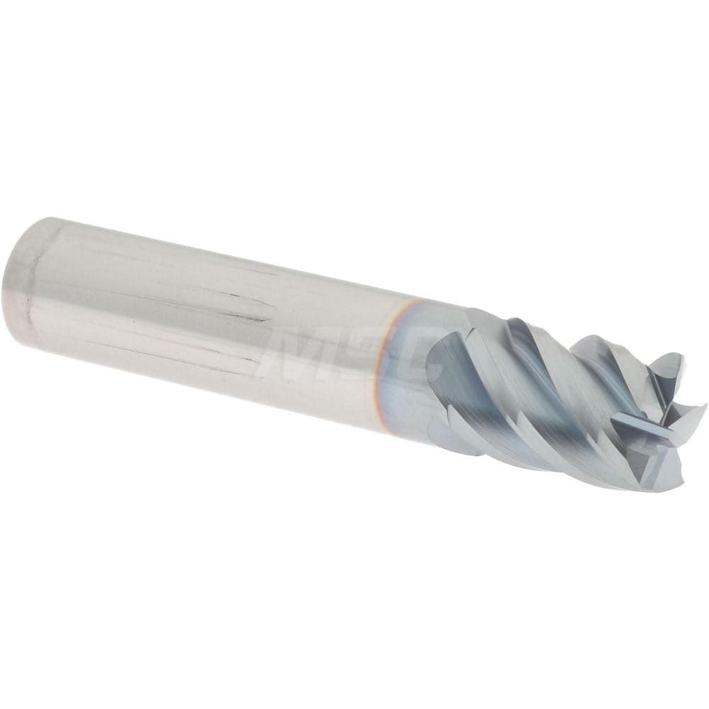 Accupro 545S3750C4 Square End Mill: 3/8 Dia, 1/2 LOC, 3/8 Shank Dia, 2 OAL, 5 Flutes, Solid Carbide 