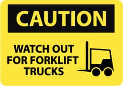 Accident Prevention Sign: Rectangle, "Caution, WATCH OUT FOR FORK LIFT TRUCKS"